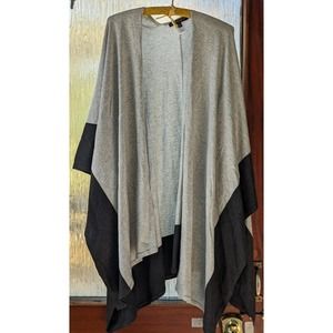 Women's Robert Kitchen Canada Open Front Waterfall Lagenlook Grey Black Cardigan